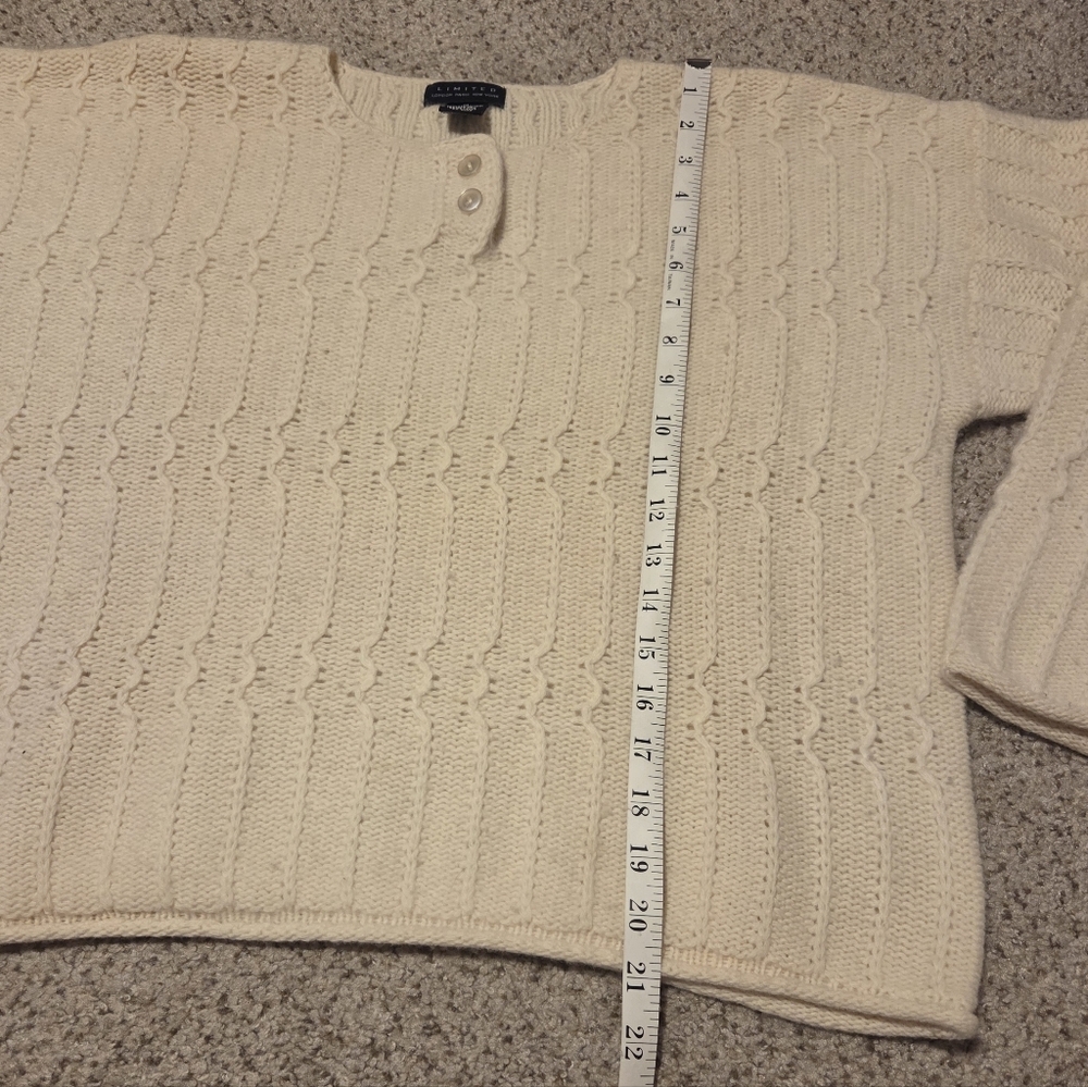 Vintage Limited Lambswool Angora Rabbit Henley Sweater Knit Ivory Womens Medium - Picture 3 of 6